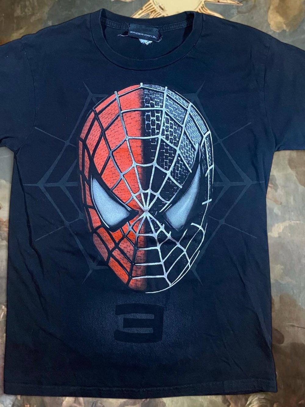 Y2K promitional Spiderman 3 Graphic Tee - Black with Red & White Mask